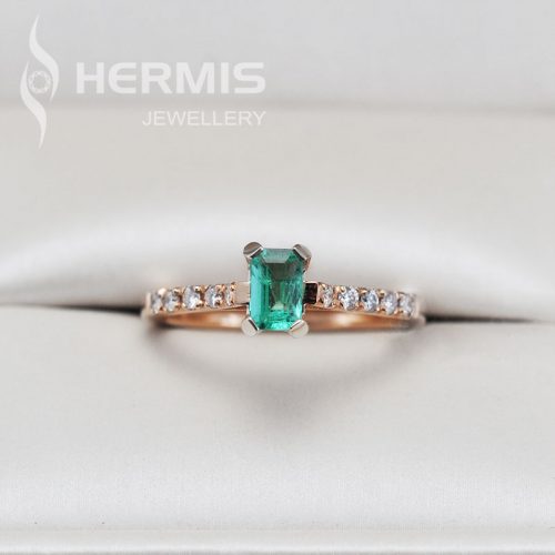 [:lt]Auksinis žiedas su briliantais ir smaragdu[:en]Elegant emerald and diamond gold ring[:]