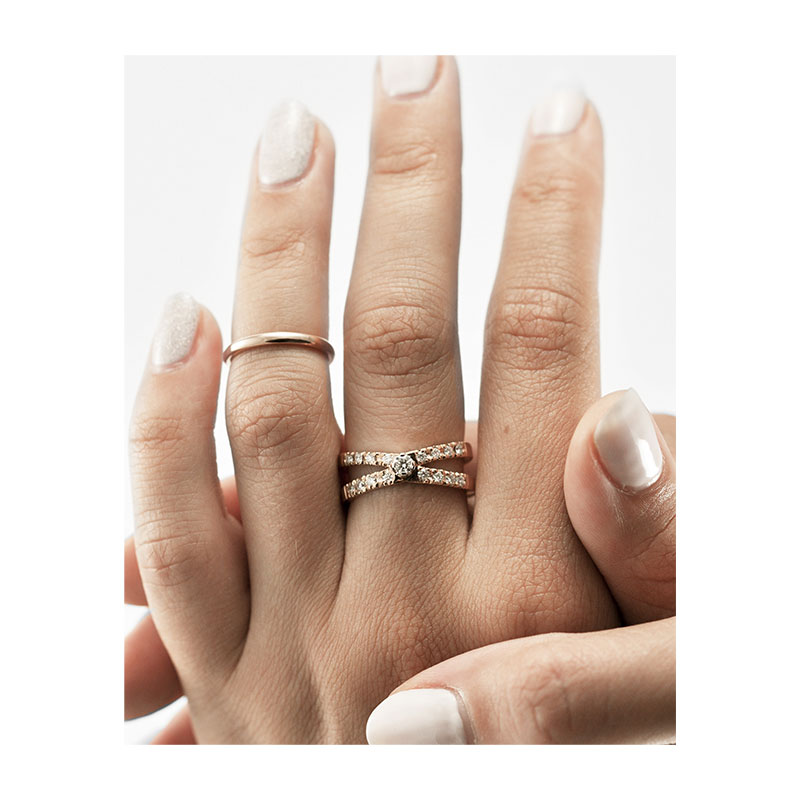 [:lt]Sužadėtuvių žiedas su dviguba briliantų eile[:en]Double row engagement diamond ring[:]