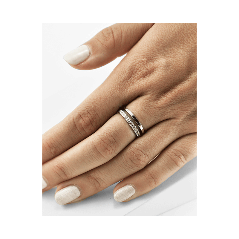 [:lt]Minimalistinis balto aukso žiedas su briliantais[:en]Minimal white gold ring[:]