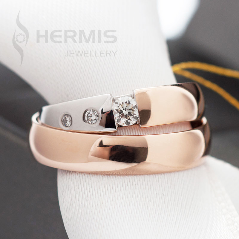 [:lt]Pilno komforto vestuviniai žiedai su giliai įsodintu briliantu[:en]Full comfort wedding rings with deeply seated diamond[:]