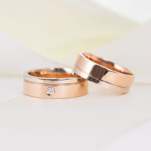 [:lt]Dviejų spalvų vestuviniai žiedai su briliantais[:en]Two colored wedding ring with diamond[:]