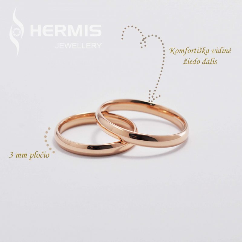 [:lt]3 mm pločio klasikiniai vestuviniai žiedai[:en]Classic 3 mm wide wedding rings[:]