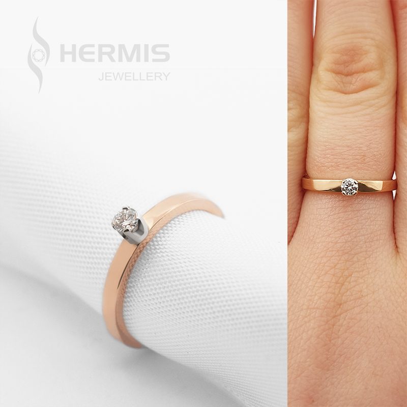 [:lt]Kuklus sužadėtuvių žiedas su viena brilianto akute[:en]Modest engagement ring with one diamond[:]