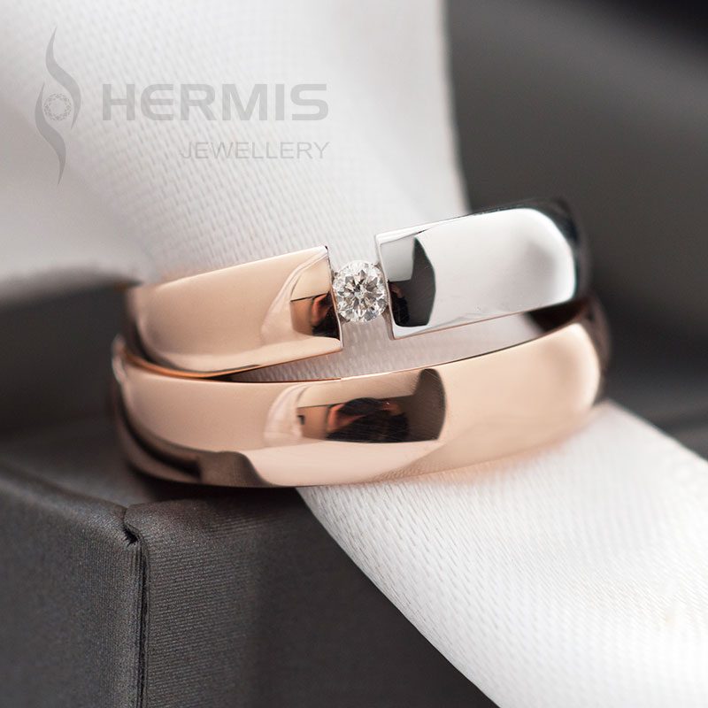 [:lt]Pilno komforto vestuviniai žiedai su giliai įsodintu briliantu[:en]Full comfort wedding rings with deeply seated diamond[:]