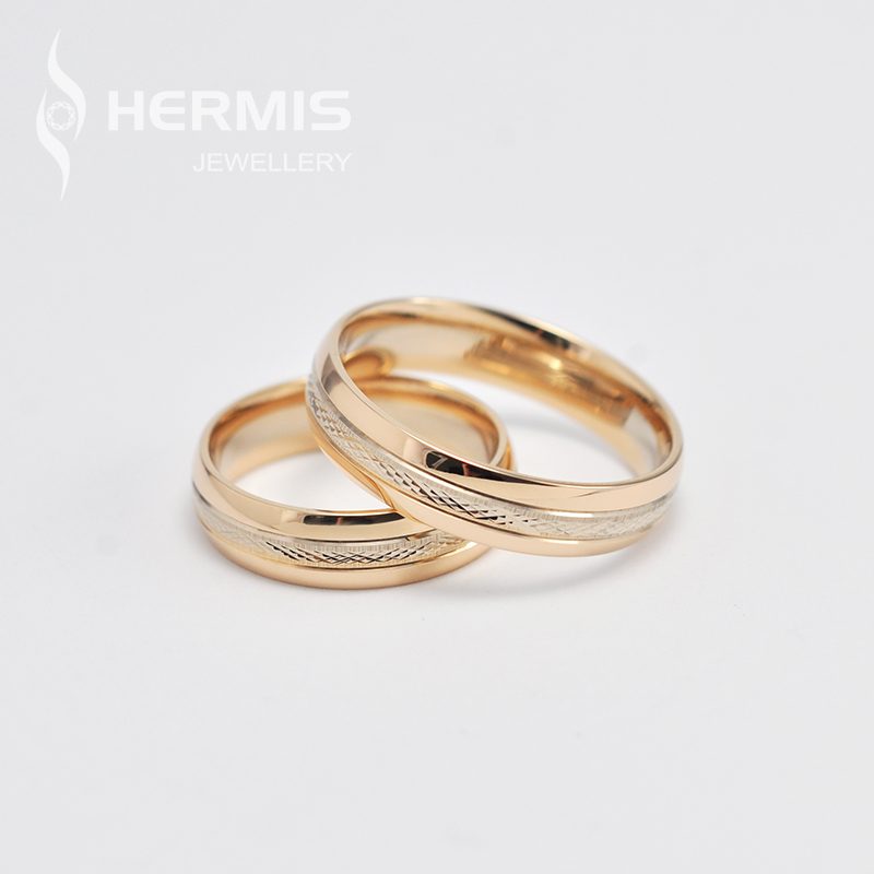 [:lt]Graviruoti geltono ir balto aukso vestuviniai žiedai[:en]Engraved yellow and white gold wedding rings[:]