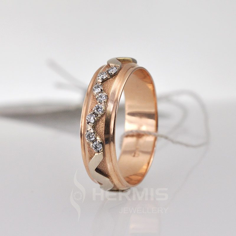 [:lt]Raudono aukso vestuvinis žiedas su briliantais[:en]Rose gold diamond wedding ring[:]