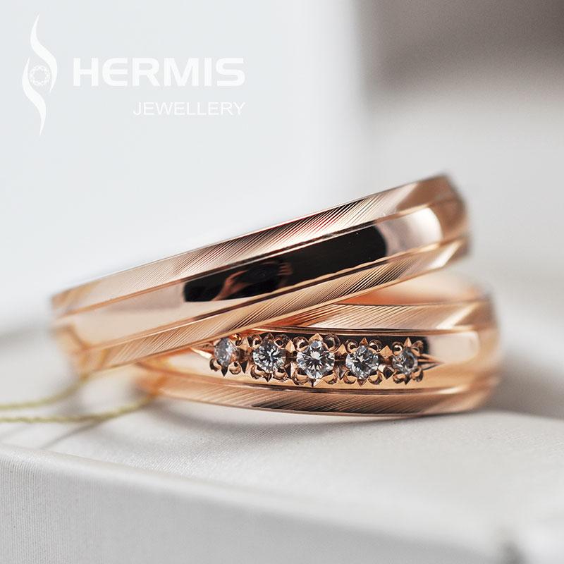 [:lt]Graviruoti raudono aukso žiedai su briliantais[:en]Engraved gold rings with diamonds[:]
