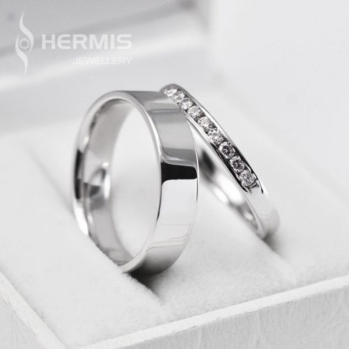 [:lt]Balto aukso vestuvinis žiedas su briliantais[:en]White gold wedding ring with diamonds[:]