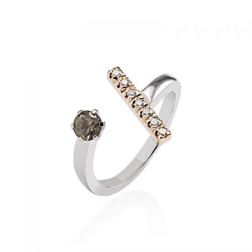 [:lt]Balto aukso žiedas su safyru ir briliantų juostele[:en]White gold ring with sapphire and diamonds[:]