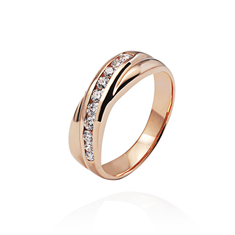 [:lt]Stambus raudono aukso žiedas su briliantais[:en]Large red gold ring with diamonds[:]
