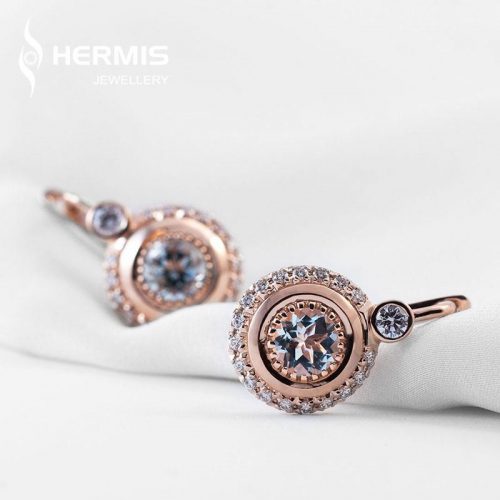 [:lt]Auksiniai auskarai su akvamariniais[:en]Golden earrings with aquamarine stones[:]