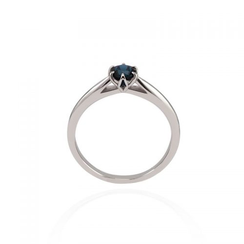 Sužadėtuvių žiedas su mėlynu safyru