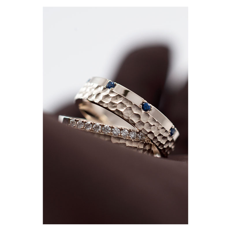 Vestuviniai žiedai su safyrais ir deimantais V1524