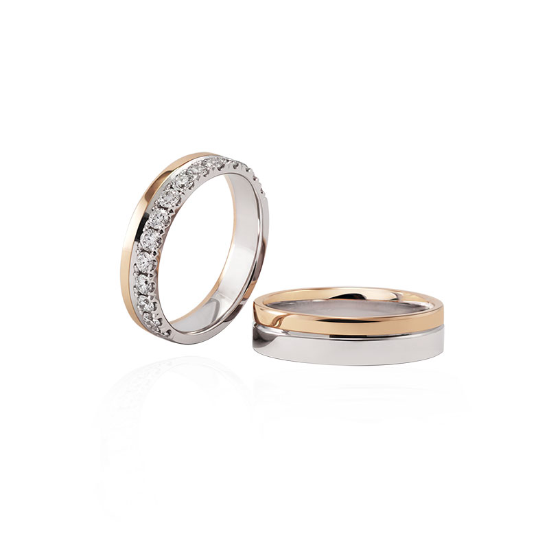Geltono ir balto aukso vestuviniai žiedai V1447